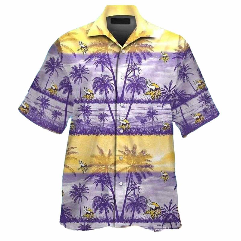 Vikings Sunset Palms Gradient Vacation Hawaiian Shirt 1