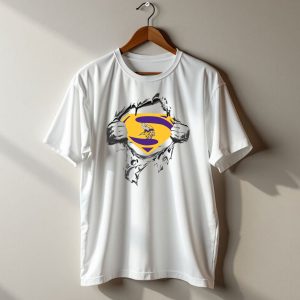 Vikings Superman Shield Logo Peeking Through Ripped T Shirt