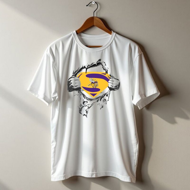 Vikings Superman Shield Logo Peeking Through Ripped T Shirt 1 T Shirt 1