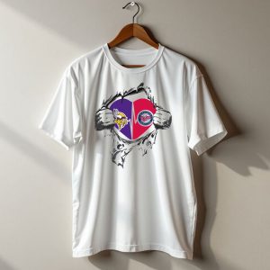 Vikings Twins Heartbeat Logo Fusion T Shirt