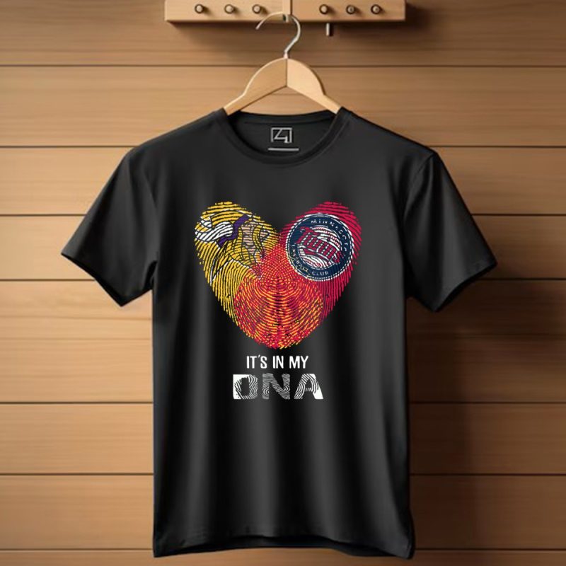 Vikings Twins Its In My Dna Heart Fingerprint T Shirt 1 T Shirt 1