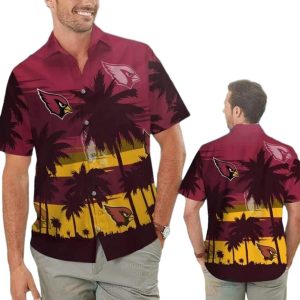 Vintage Aloha NFL Arizona Cardinals Hawaiian Shirt Palm Trees Gift For Dad From Daughter