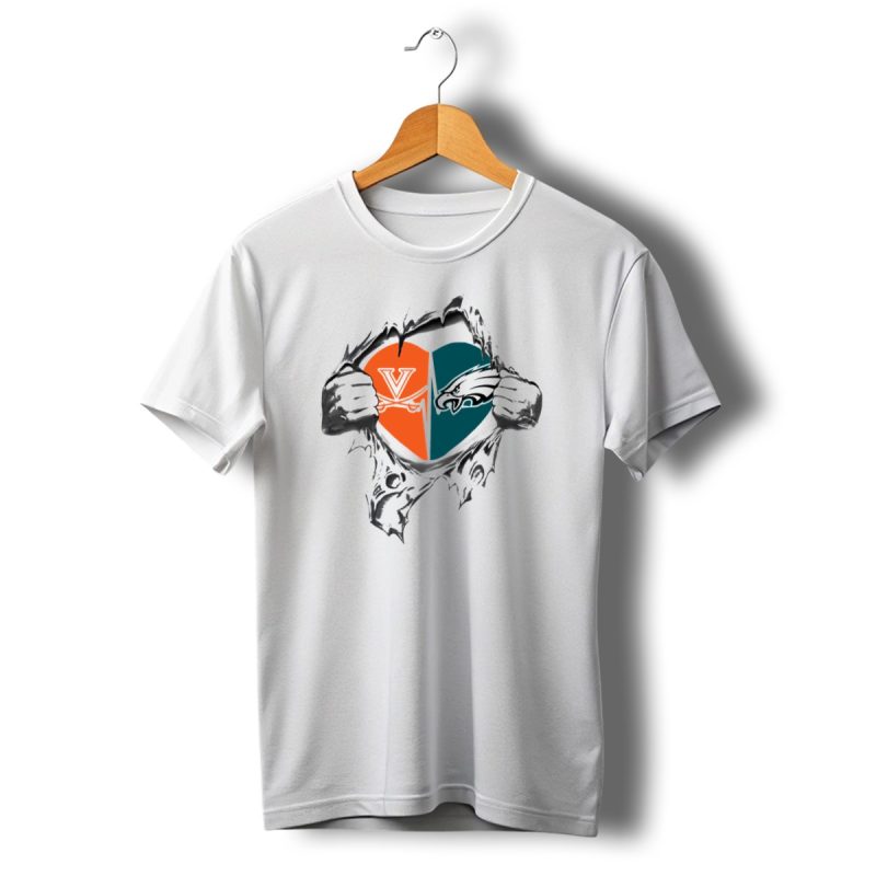Virginia Cavaliers Philadelphia Eagles Heart T Shirt T Shirt 1 1
