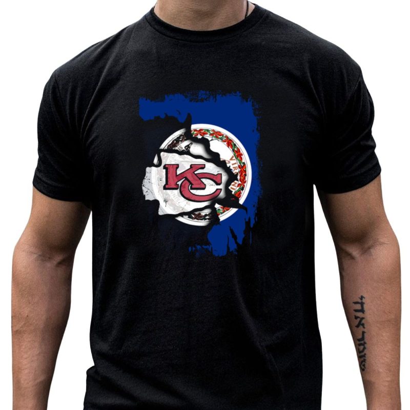Virginia State Flag With Kc Chiefs Logo Fusion T Shirt T Shirt 1 1
