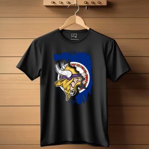 Virginia State Flag With Vikings Helmet Fusion T Shirt