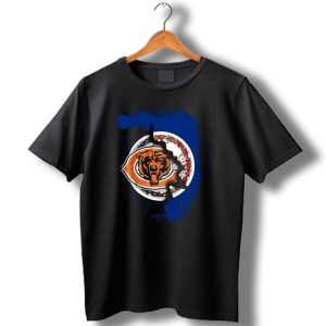 Virginia State Meets Chicago Bears Emblem In Torn Detail T Shirt