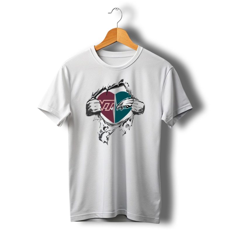 Vt Hokies And Eagles Heart T Shirt T Shirt 1 1
