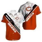 White And Orange Chicago Bears Aloha Shirt With Diagonal Design