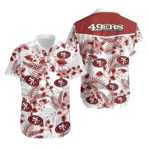 White Floral Blitz San Francisco 49ers Hawaiian Shirt