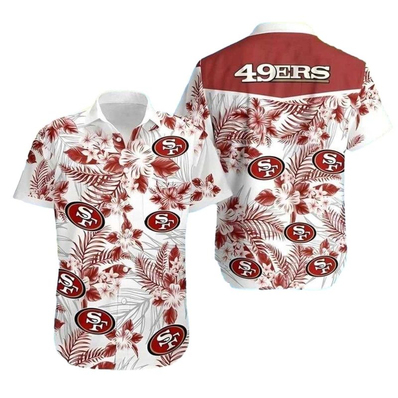 White Floral Blitz San Francisco 49Ers Hawaiian Shirt 1