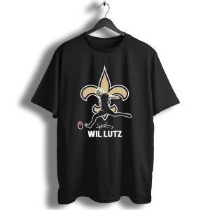 Wil Lutz New Orleans Saints Kicking Action Fleur De Lis T Shirt