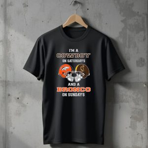 Wyoming Cowboys Saturdays Denver Broncos Sundays T-Shirt