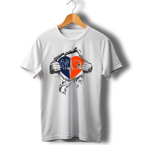 Yankees Cleveland Browns Heart Logos Fan Loyalty T-Shirt