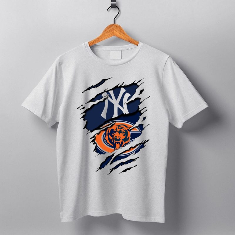 Yankees Logo And Chicago Bears Emblem Combination T Shirt 1 T Shirt 1