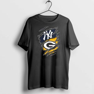 Yankees Packers Dual Team Logo Collaboration T-Shirt
