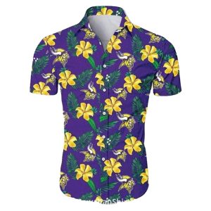 Yellow Floral Leaf Minnesota Vikings Hawaiian Shirt
