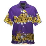 Yellow Floral Stripe Vikings Hawaiian Shirt