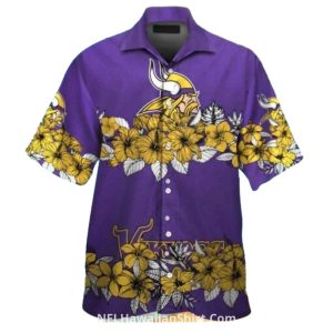 Yellow Floral Stripe Vikings Hawaiian Shirt