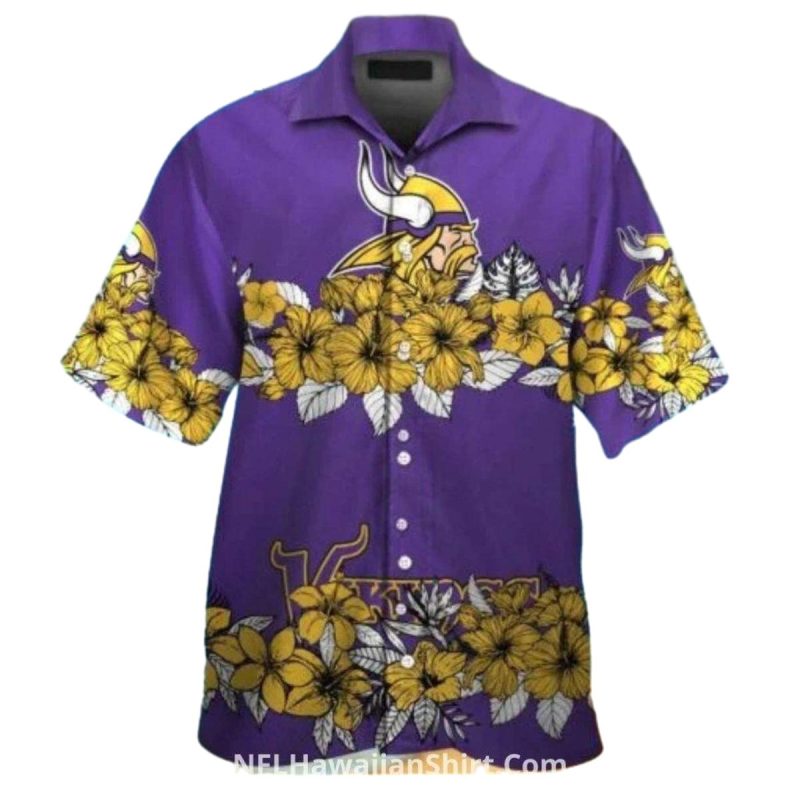 Yellow Floral Stripe Vikings Hawaiian Shirt 1