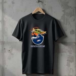 Yoda Denver Broncos Baby Yoda Holding Helmet T-Shirt