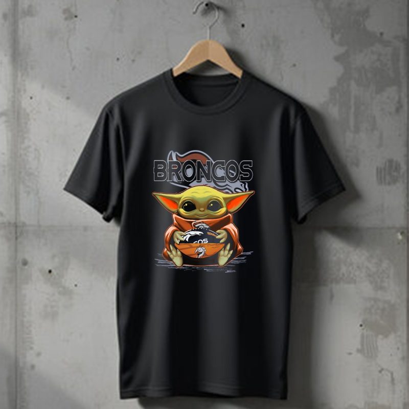 Yoda With Denver Broncos Football Baby Yoda Broncos T Shirt 1 T Shirt 1