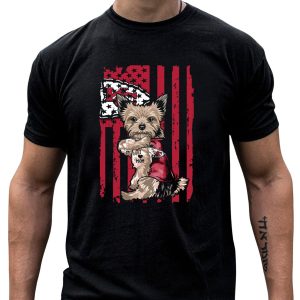 Yorkshire Terrier I Love Mom Kansas City Chiefs Flag T-Shirt