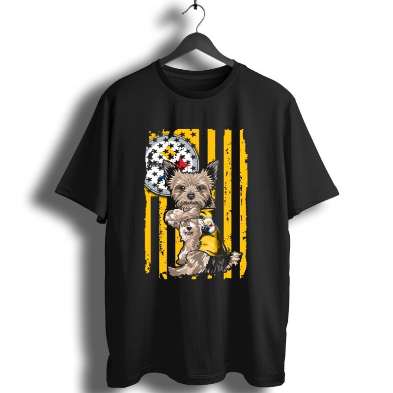 Yorkshire Terrier I Love Mom Pittsburgh Steelers Fan Stripes T Shirt 1 T Shirt 1