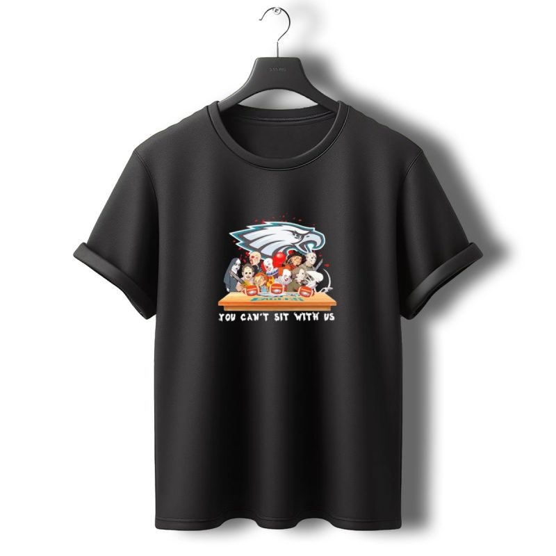 You Cant Sit With Us Horror Characters Philadelphia Eagles Halloween Team T Shirt T Shirt 0 1