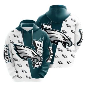 Philadelphia Eagles Green White Logo All Over Print Hoodie