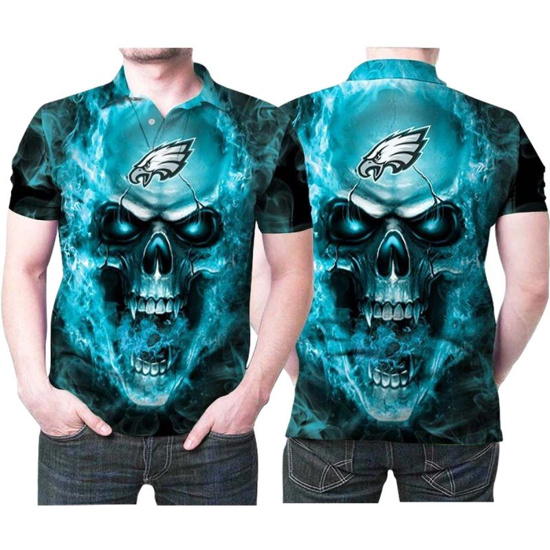 Art Philadelphia Eagles Blue Vapor Skull 3D All Over Print Polo Shirt 3710 Oxare