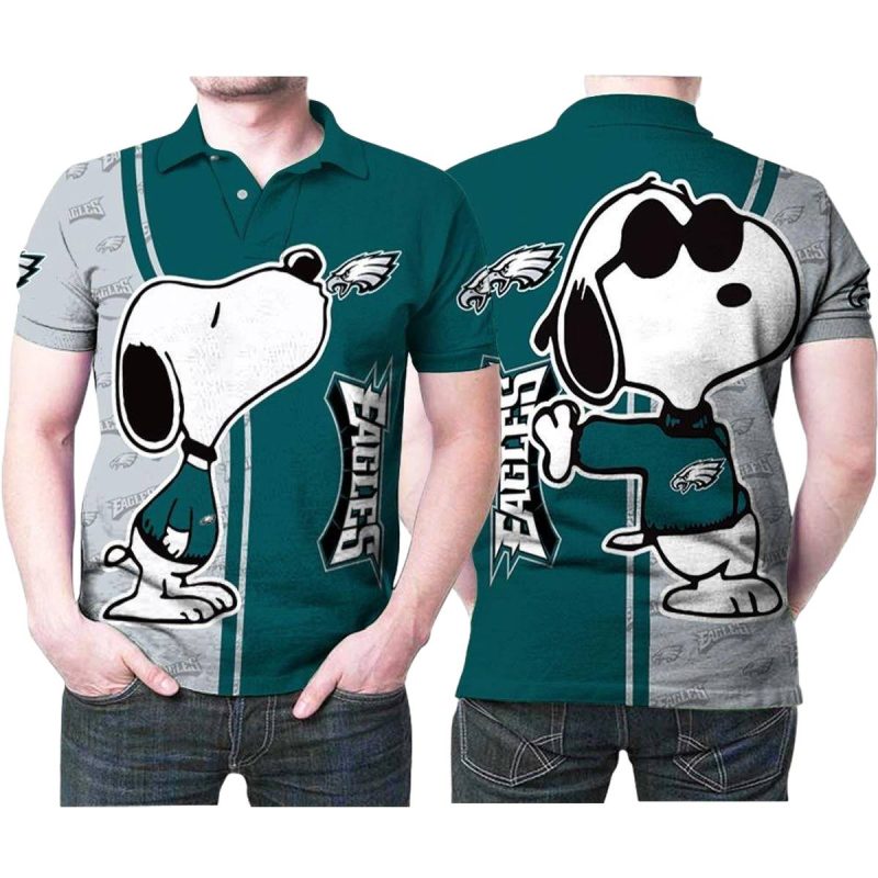 Art Snoopy Kiss Philadelphia Eagles Logo 3D All Over Print Polo Shirt 6238 I46Ea