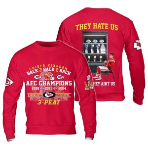 Chiefs Back 2 Back 2 Back AFC Super Bowl Champions 3 Peat AOP Sweatshirt