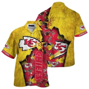Chiefs Floral Explosion Yellow & Red Tropical Hawaiian Shirt – Unisex Graphic Tee