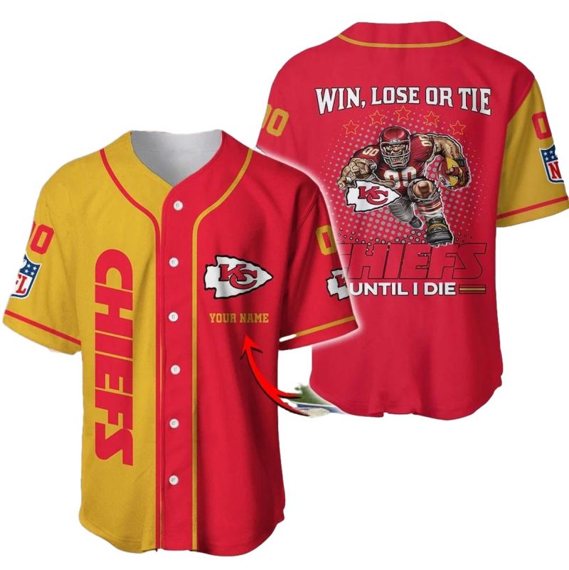 Chiefs Win Lose Tie Loyalty Custom Baseball Jersey