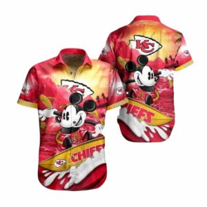 Disney Mickey Mouse Surfing Kansas City Chiefs Graphic Hawaiian Shirt