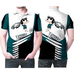 Cool Snoopy Leans On Philadelphia Eagles Logo AOP T-Shirt