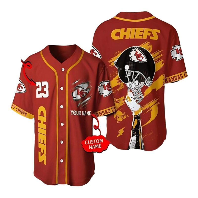 Custom Name Kansas City Chiefs Helmet Pride Baseball Jersey