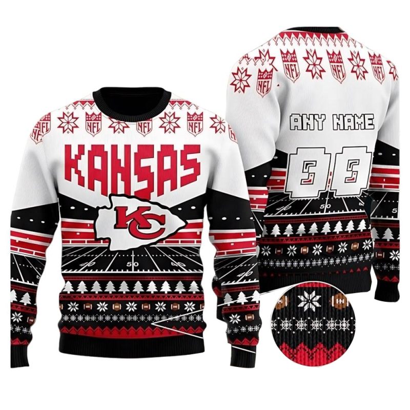 Custom Name Number Chiefs Rugby Stadium Ugly Christmas Sweater