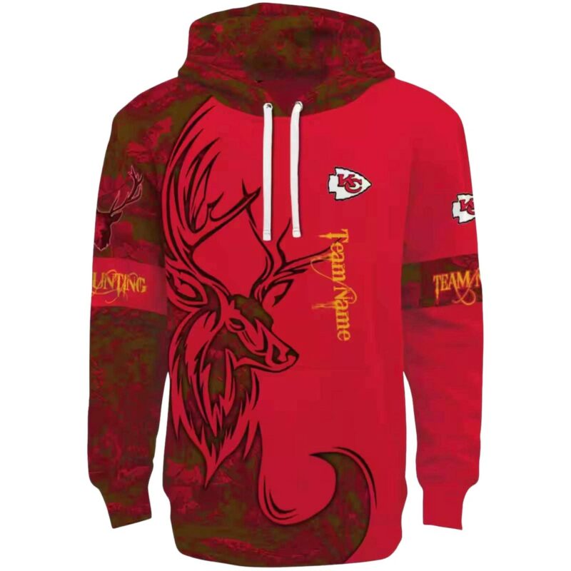 Customized Kansas City Chiefs Deer Silhouette Red Hoodie Best Selling.jpg