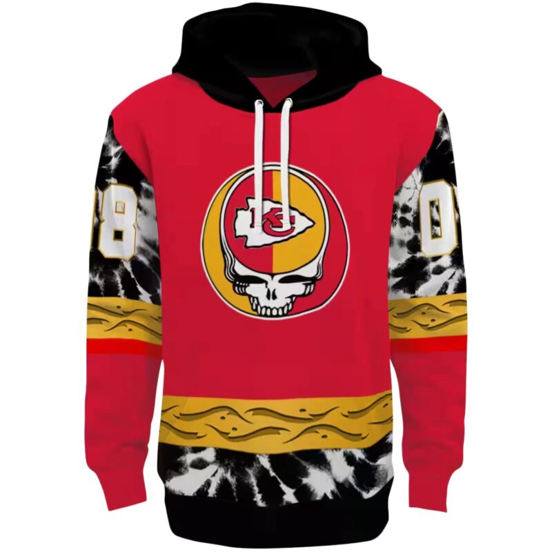 Customized Kansas City Chiefs Grateful Vibes Red Hoodie Best Selling.jpg