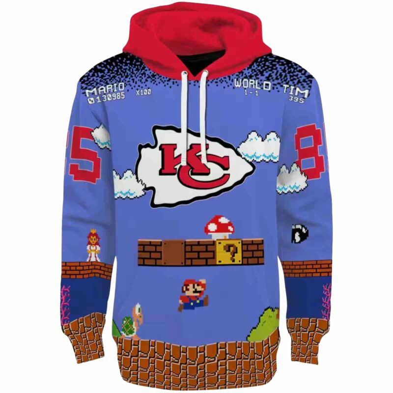 Customized Kansas City Chiefs Mario Blue Black Hoodie Best Selling.jpg