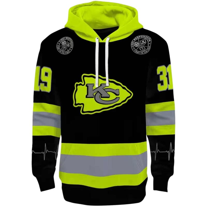 Customized Kansas City Chiefs Safety Motif Black Neon Green Hoodie Best Selling.jpg