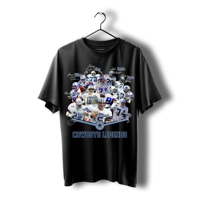 Dallas Cowboys Legends Players Signatures T Shirt T Shirt 1