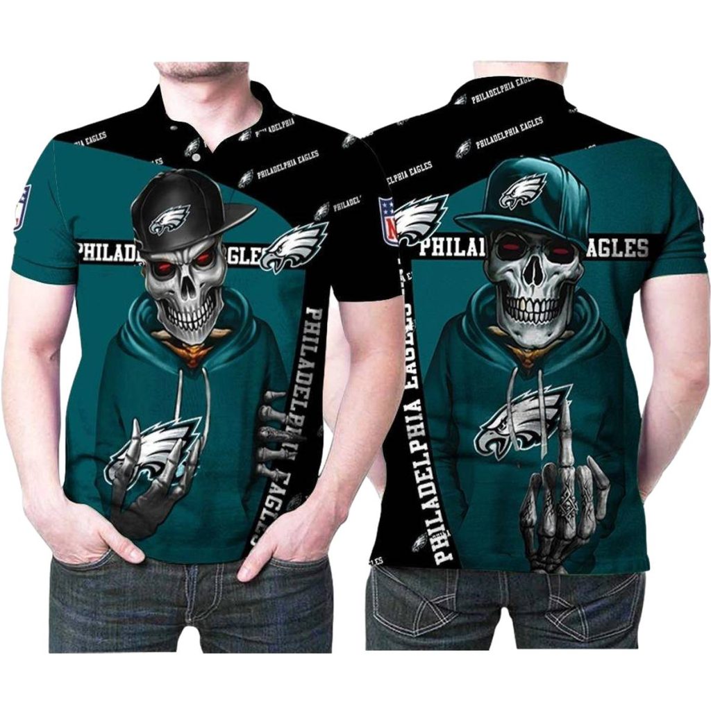 Design Philadelphia Eagles Hip Hop Skull 3D All Over Print Polo Shirt 7895 Hyhnb