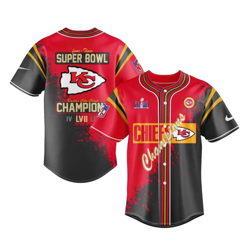 Four Time Nfl Kansas City Chiefs Super Bowl Champions Baseball Jersey
