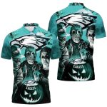 Freddy Jason Michael Myers Loves Philadelphia Eagles Pumpkin Head Halloween AOP T-Shirt
