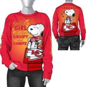 Just A Girl Who Love Snoopy And Chiefs AOP Sweatshirt