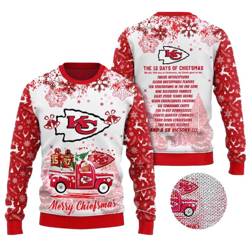 Kansas City Chiefs 12 Days Of Chiefsmas Truck Ugly Christmas Sweater
