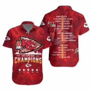Kansas City Chiefs 2025 SB LIX Champions Graphic Hawaiian Shirt – Unisex