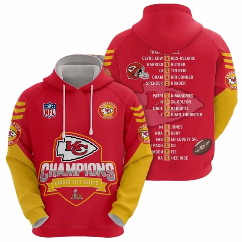 Kansas City Chiefs 2025 Super Bowl Lix Champions Red Yellow Hoodie.jpg